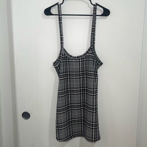 Black and White Plaid Mini Dress with spaghetti straps